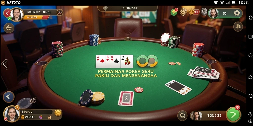 Tampilan gameplay HPTOTO dengan aksi poker yang seru.