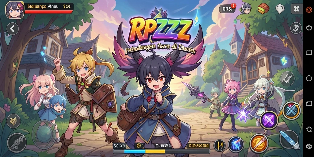Tampilan gameplay RPZZZ yang penuh warna dan aksi seru.
