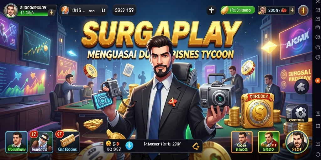 Tampilan gameplay seru dalam SURGAPLAY yang mencerminkan dunia bisnis Tycoon.